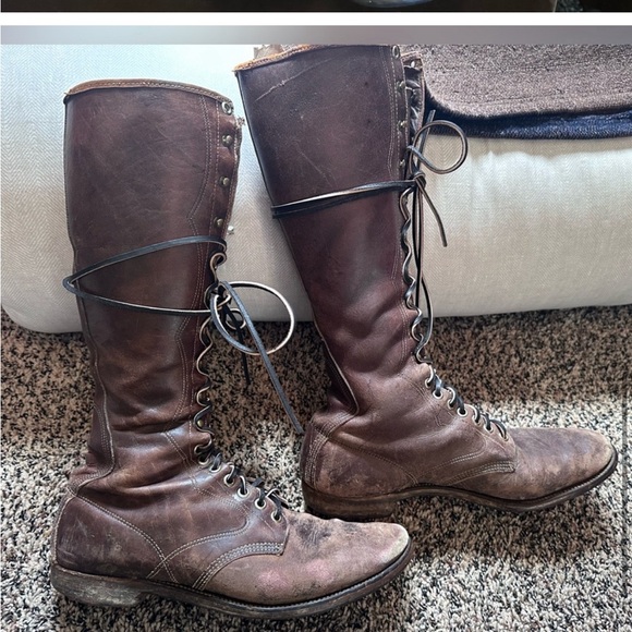 chippewa • vintage antique lace up knee high leather boots welted soles - Picture 2 of 4